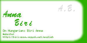 anna biri business card